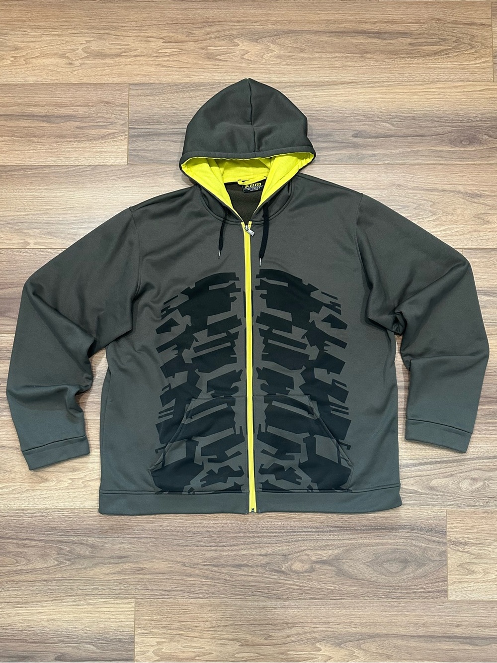 Klim Full Zip Hoodie in Asphalt Gray/Yellow Size 3XL
